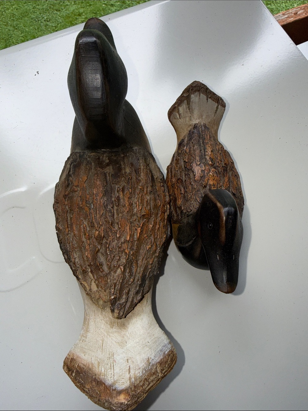 Handcrafted Wooden Duck Pair - SmallBrown and Black Decorative Home Art - Picture 7 of 9